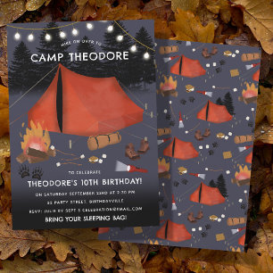 Invitation Camping Outdoor Adventure Camping Fête d'anniversa