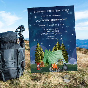 Invitation Camping Outdoor Woodland fête d'anniversaire