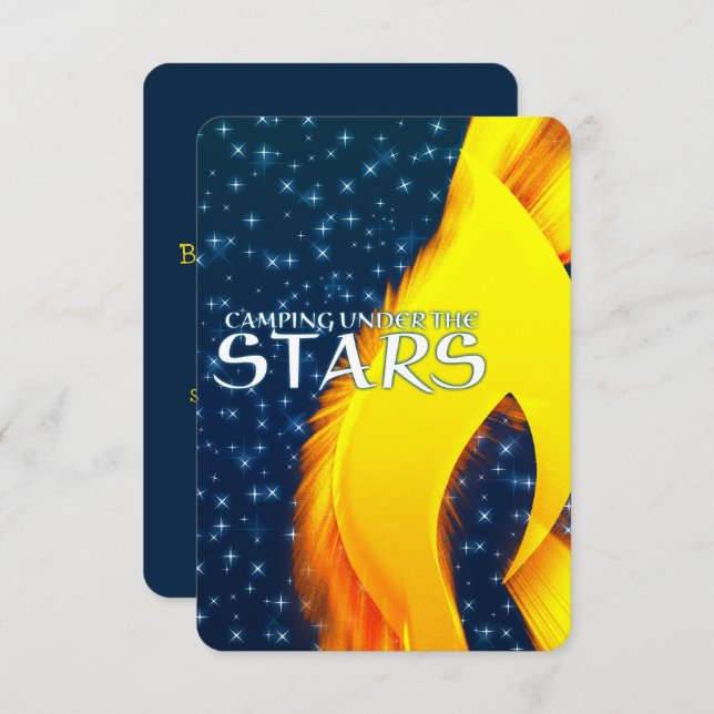 Invitation Camping sous les étoiles - Clair de lune et feu de (Devant / Derrière)