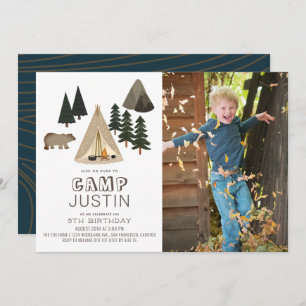 Invitation Camping Tente Bear Boy Anniversaire Photo Invitati