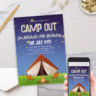 Invitation Camping Week-end Getaway fête d'anniversaire