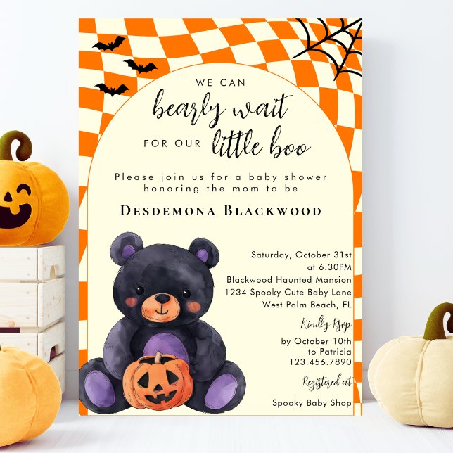 Invitation Can Bearly Wait Little Boo Halloween Baby Shower (Créateur téléchargé)