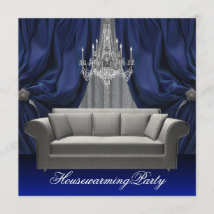 Invitation Canapé en damas bleu lustre cadeau de pendaison de