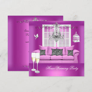 Invitation Canapé lustre champagne rose pour pendaison de cré