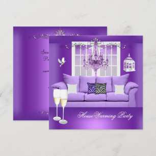 Invitation Canapé lustre champagne violet pour pendaison de c