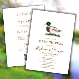 Invitation Canard colvert Liste de cadeaux avec QR Code pou