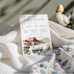 Invitation Canard d'aquarelle de ferme avec Baby shower de co