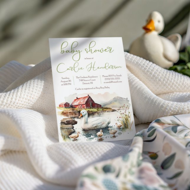 Invitation Canard d'aquarelle de ferme avec Baby shower de co (Créateur téléchargé)