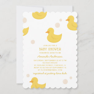 Invitation Canard de bain jaune. Baby shower animal jouet mig