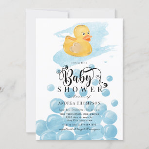 Invitation Canard en caoutchouc   Baby shower bleu