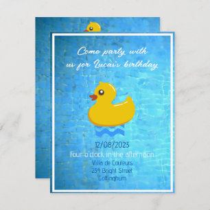 Invitation canard en caoutchouc jaune - fête d'anniversaire