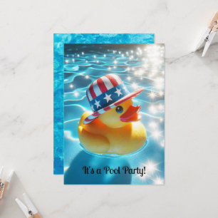 Invitation Canard En Caoutchouc Jaune Patriotique En Piscine