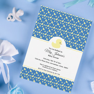 Invitation Canard en Caoutchouc Mignon Moderne Bleu Bain de B
