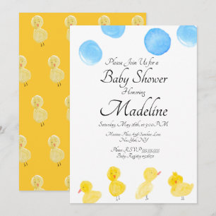 Invitation Canard en caoutchouc peint à l'aquarelle Baby Show