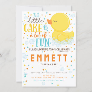 Invitation Canard en caoutchouc Premier anniversaire fête ble