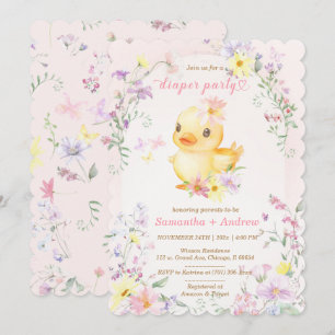 Invitation Canard en caoutchouc rose modèle pour fête de couc