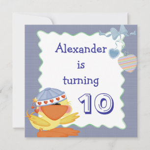 Invitation Canard Mignon Et Cœurs D'Amour 10ème Anniversaire