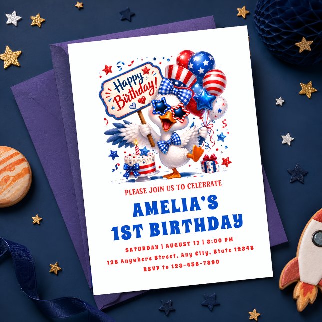 Invitation Canard Patriotique 1er Anniversaire (Créateur téléchargé)