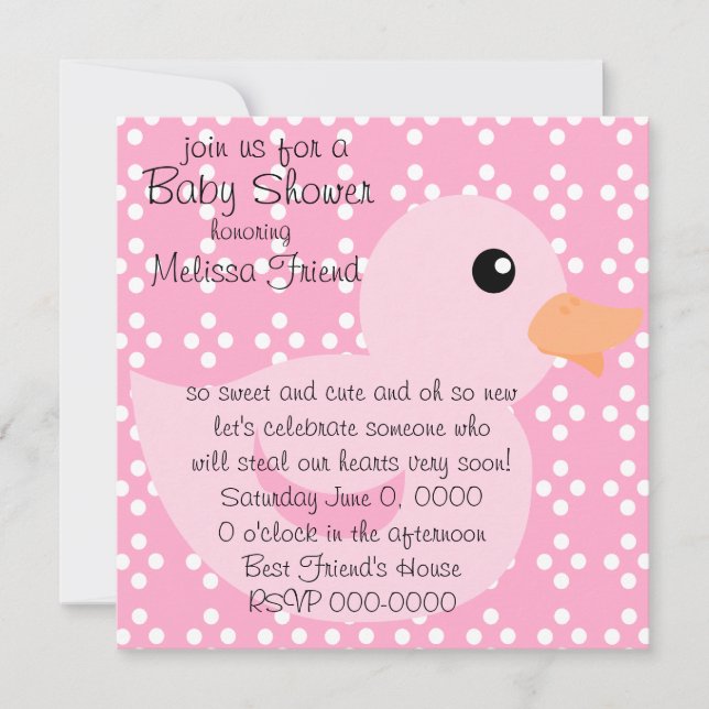 Invitation Canard pointu en rose (Devant)