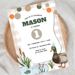 Invitation Canard, Premier Anniversaire, Canard chanceux