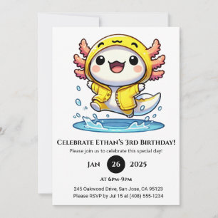 Invitation Canard Raincoat Axolotl Anniversaire