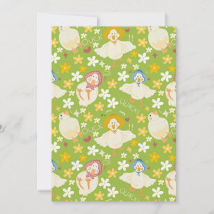 Invitation Canard vert mignon & motif sans couture de fleur d