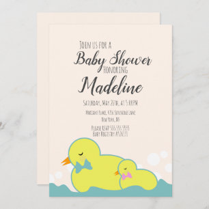 Invitation Canards en caoutchouc moderne Baby shower beige