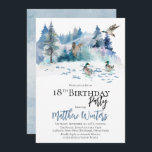 Invitation Canards Forêt forestière Nature 18e fête d'anniver<br><div class="desc">Scène de forêt boisée sur le thème de la nature avec fête des canards pour son "18e anniversaire". Conception composite par Holiday Hearts Designs.</div>