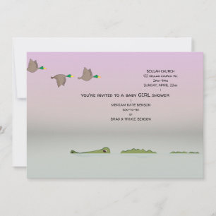 Invitation Canards & Gator Cartoon Baby Girl Douche