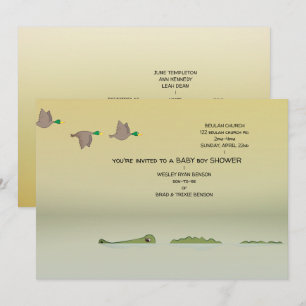 Invitation Canards & Gator Nature Cartoon Baby shower garçon
