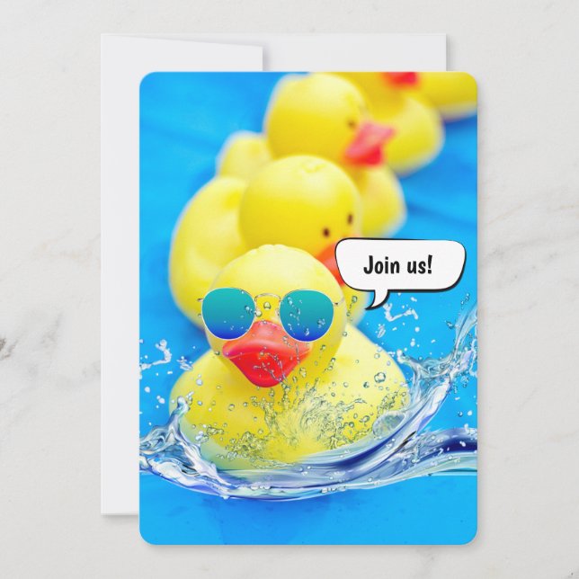 Invitation Canards Jaunes Pour Anniversaire Pool Party (Devant)