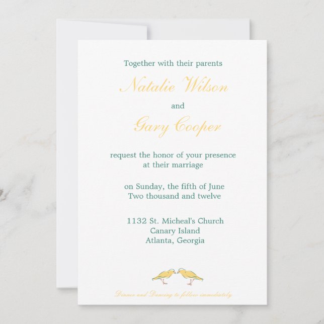 Invitation Canari-faire-part de mariage (Devant)