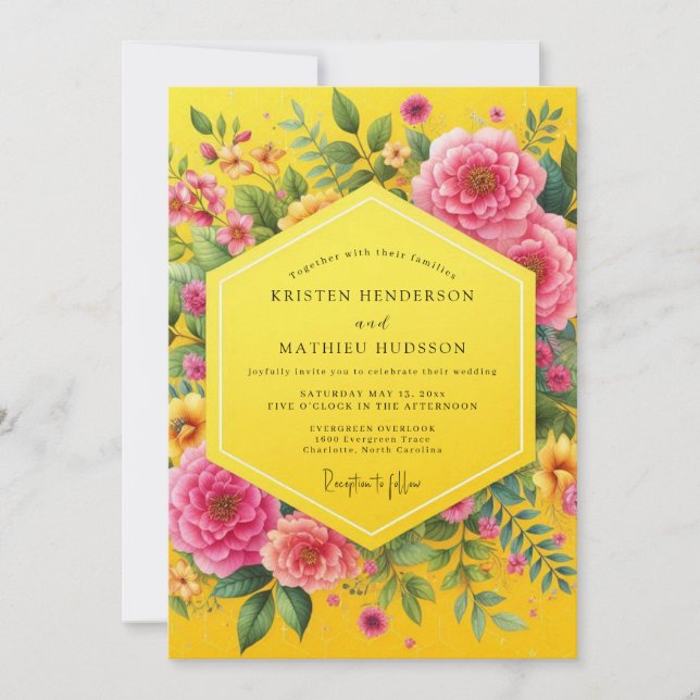 Invitation Canary Magenta Bold Wedding (Devant)