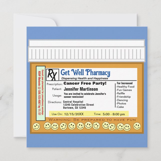 Invitation Cancer Free RX pour s'amuser (Devant)