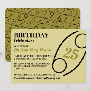 Invitation Cancer, Le Crabe, Signal Zodiaque, Anniversaire
