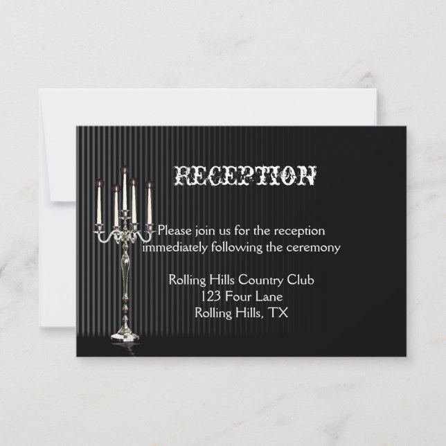 Invitation Candelabra gothique à la réception du mariage noir (Devant)
