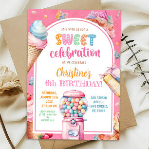 Invitation Candies Pastel colorées Douceur Célébration Annive