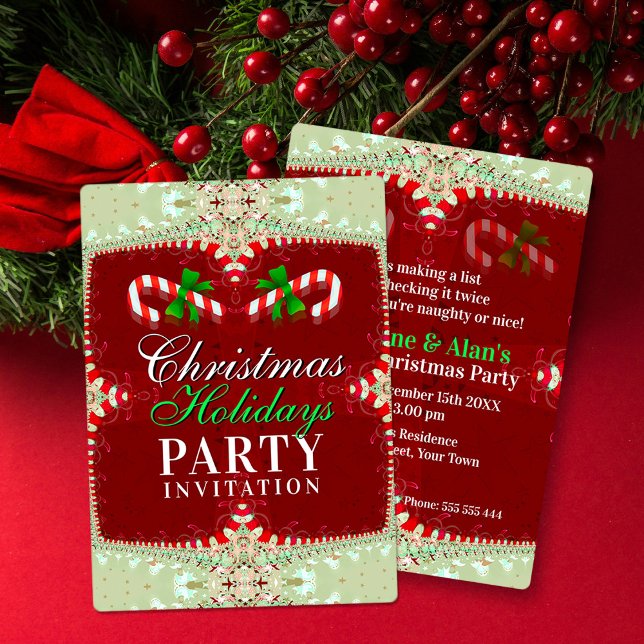 Invitation Candy Cane Christmas Holidays Party  (Créateur téléchargé)