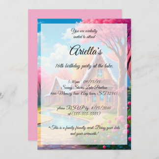 Invitation Candy Coloured Lake House Sweet 16 Anniversaire