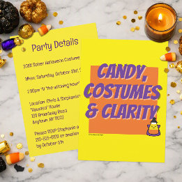 Invitation Candy, Costumes et Clarté | Fête d'Halloween sobre