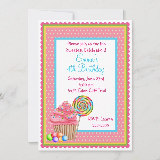Invitation Candy Cupcake (Devant)