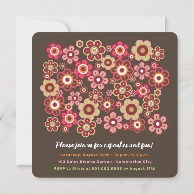 Invitation Candy Daisies Bloom Anniversaire de enfant Photo I (Devant)