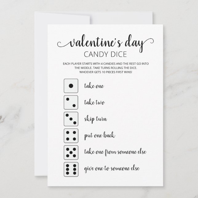 Invitation Candy Dice Editable jeu Saint Valentin (Devant)