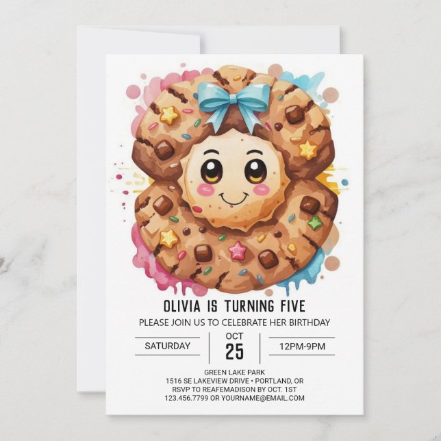 Invitation Candy Editable Fun Cookies Anniversaire (Devant)