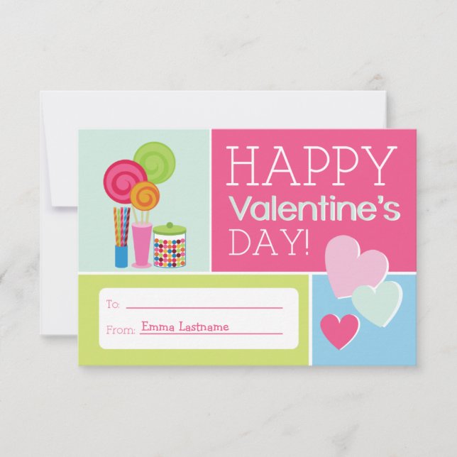 Invitation Candy & Hearts Kids School / Salle de classe Valen (Devant)