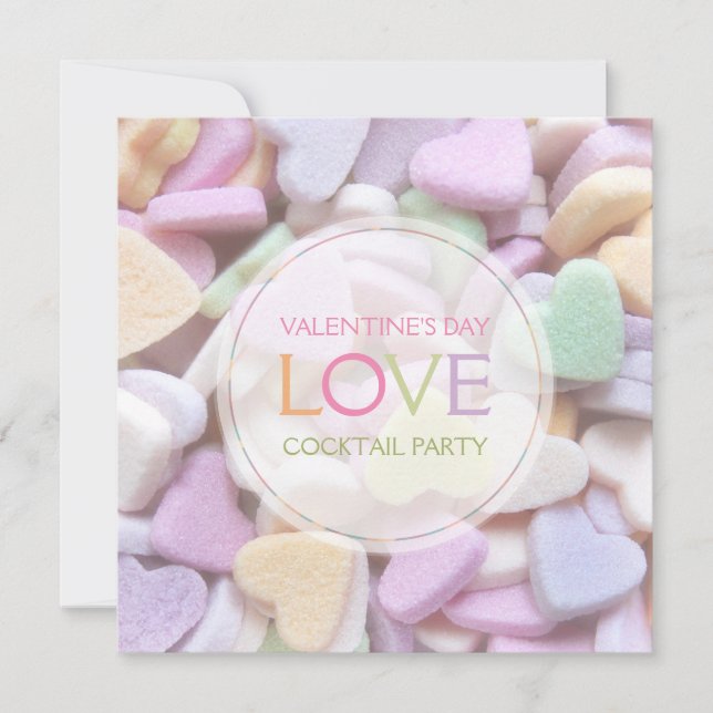 Invitation Candy Hearts Saint Valentin Cocktail Party (Devant)