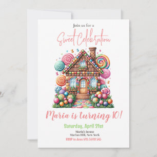 Invitation Candy Land Fille Anniversaire Sweet Celebration Ar