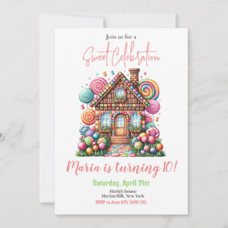 Invitation Candy Land Fille Anniversaire Sweet Celebration Ar