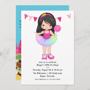 Invitation Candy Land Tutu Fête d'anniversaire