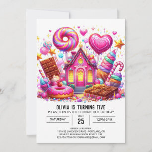 Invitation Candy Magique Candyland Digital Anniversaire
